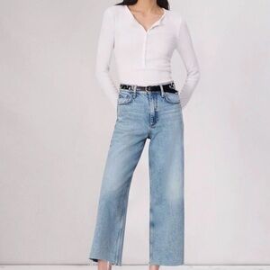 NEW Rag & bone Andi High-Rise Wide-Leg Cropped Jeans